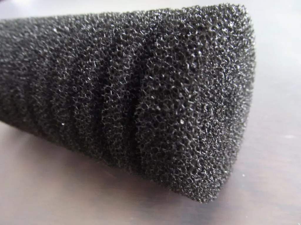 Close-up of the foam sponge from an aquarium sponge filter